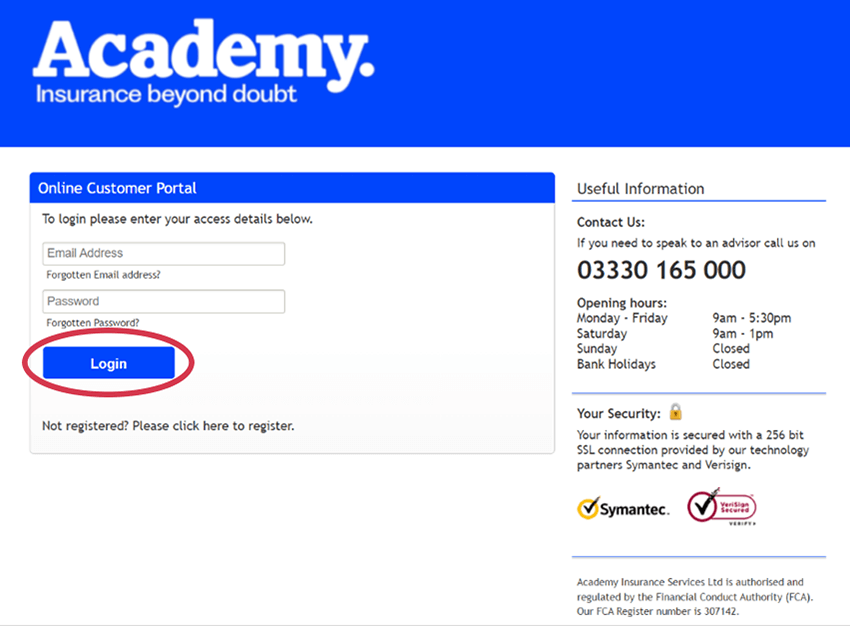 How to login to your Academy customer portal